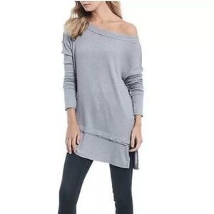 Free People We‎ the Free Top Size Small Gray  North Shore Thermal Top w/ Raw Hem